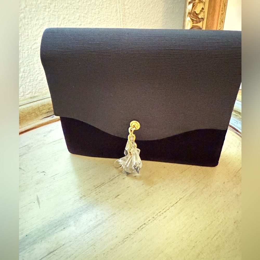 Vintage Designer Black Crystal Hand Bag Purse - Picture 3 of 17